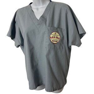 Vintage Boston Red Sox Scrub Top Womens XS Gray Cherokee Genuine MLB Merchandise